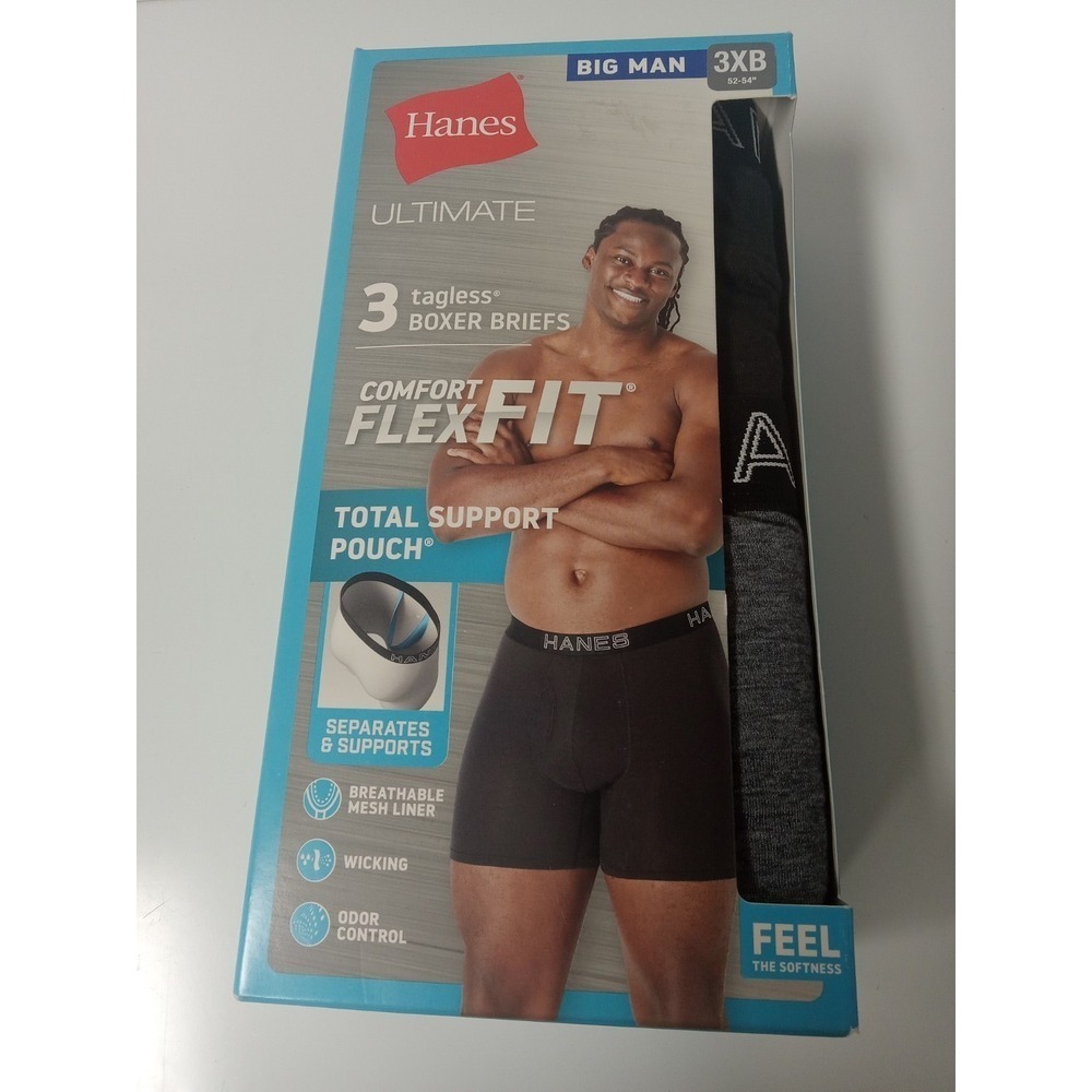 Hanes Ultimate 3 Tagless Pouch Boxer Briefs Comfort Flex Fit Big Man 3XB